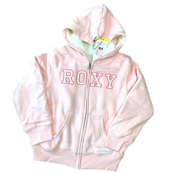 Roxy Girls Hoodie Sweatshirt Lined Sherpa Pink Size Small NWT - Picture 4 of 9